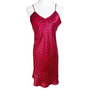 Romantico Intimo Silk Nightgown Chemise Slip Dress Red Black Hearts Valentine’s